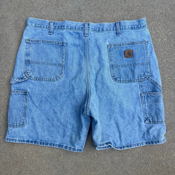 Y2K Carhartt Denim Stonewashed Cargo Carpenter Jean Shorts Style B29STW Size 42 - Picture 1 of 9